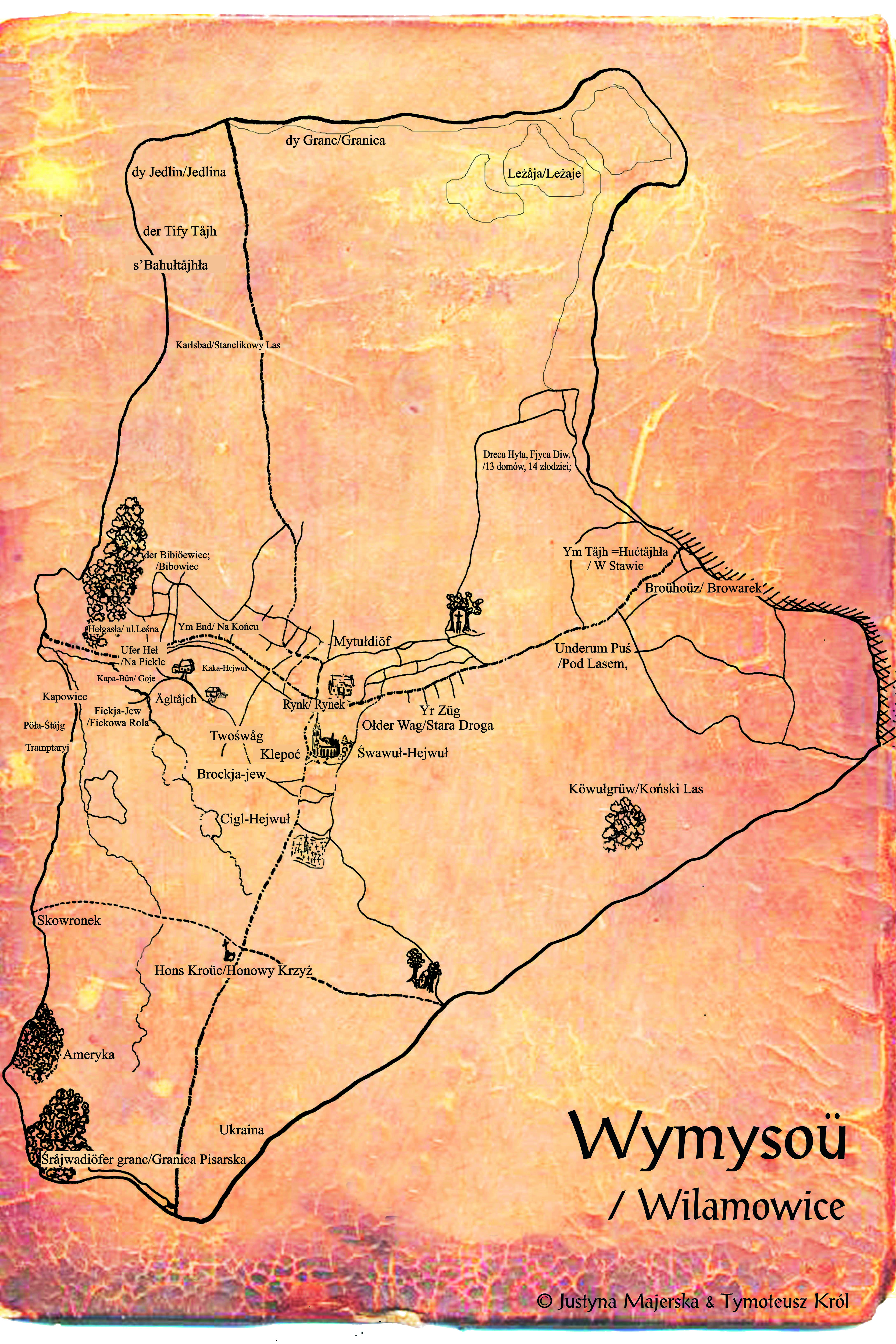 Mapa Wilamowic (duży rozmiar)